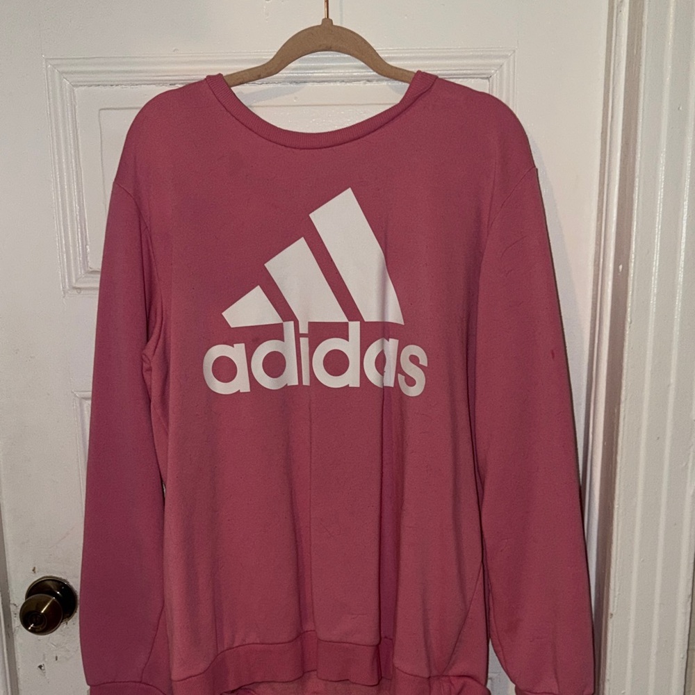 adidas Women’s Dusty Rose Crewneck Sweatshirt with White Logo